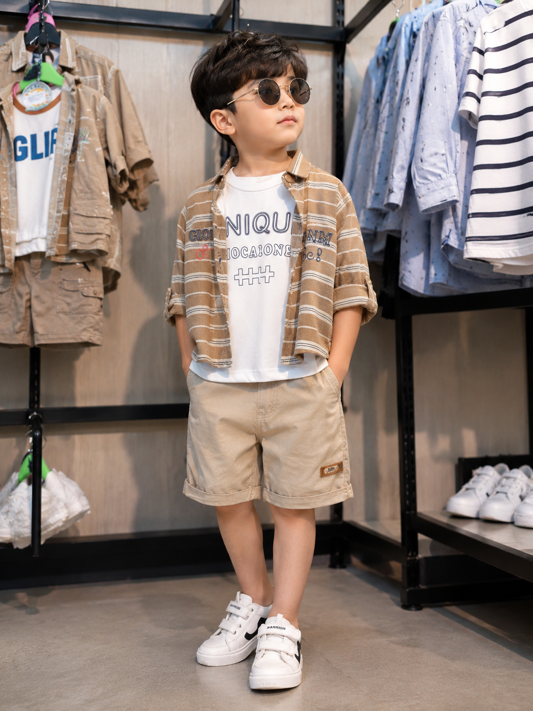 Boys Casual Striped Shirt &amp; Graphic T-Shirt Set