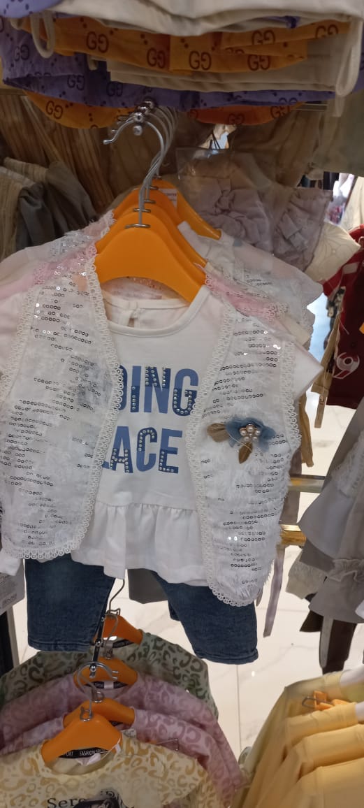 Girls White Lace Vest &amp; Denim Jeans 2PC Set