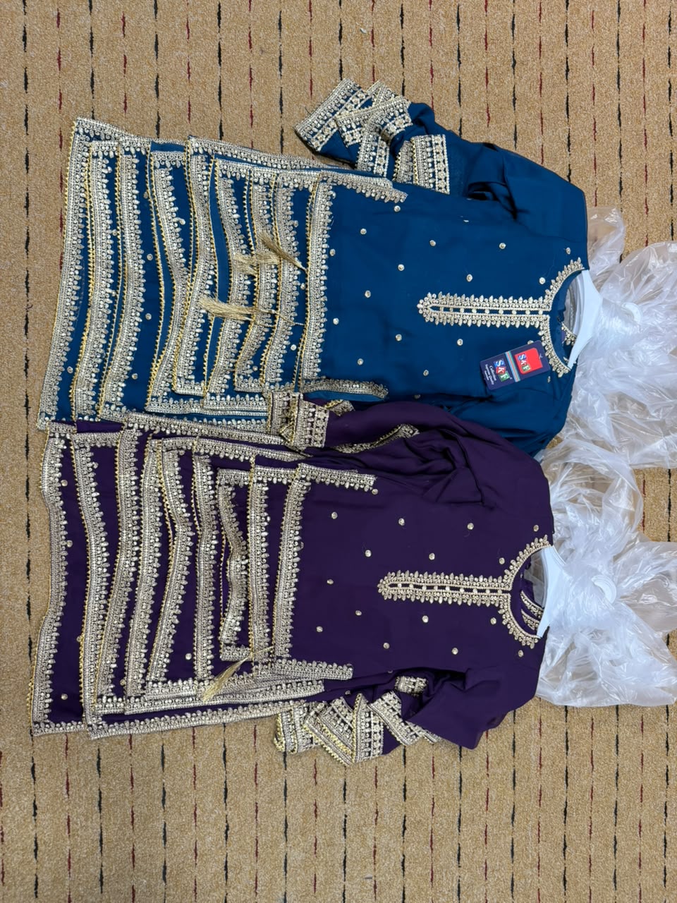 Girls’ Embroidered Chiffon/Chiffon-Style Kurta Trouser with Dupatta Set