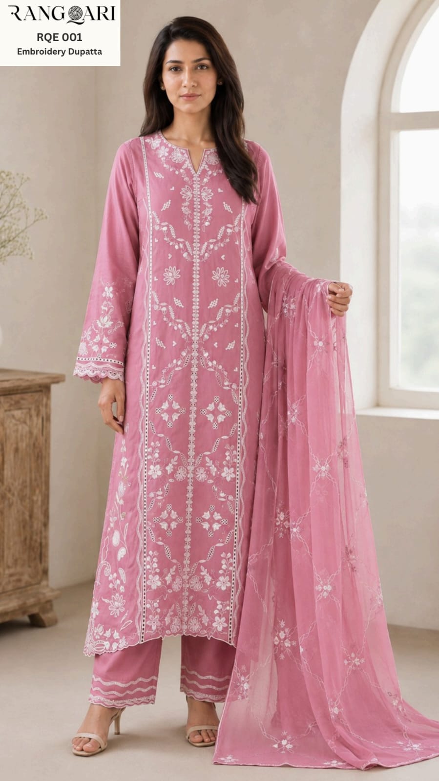 Women’s Embroidered Lawn 3-Piece Suit with Embroidered Dupatta