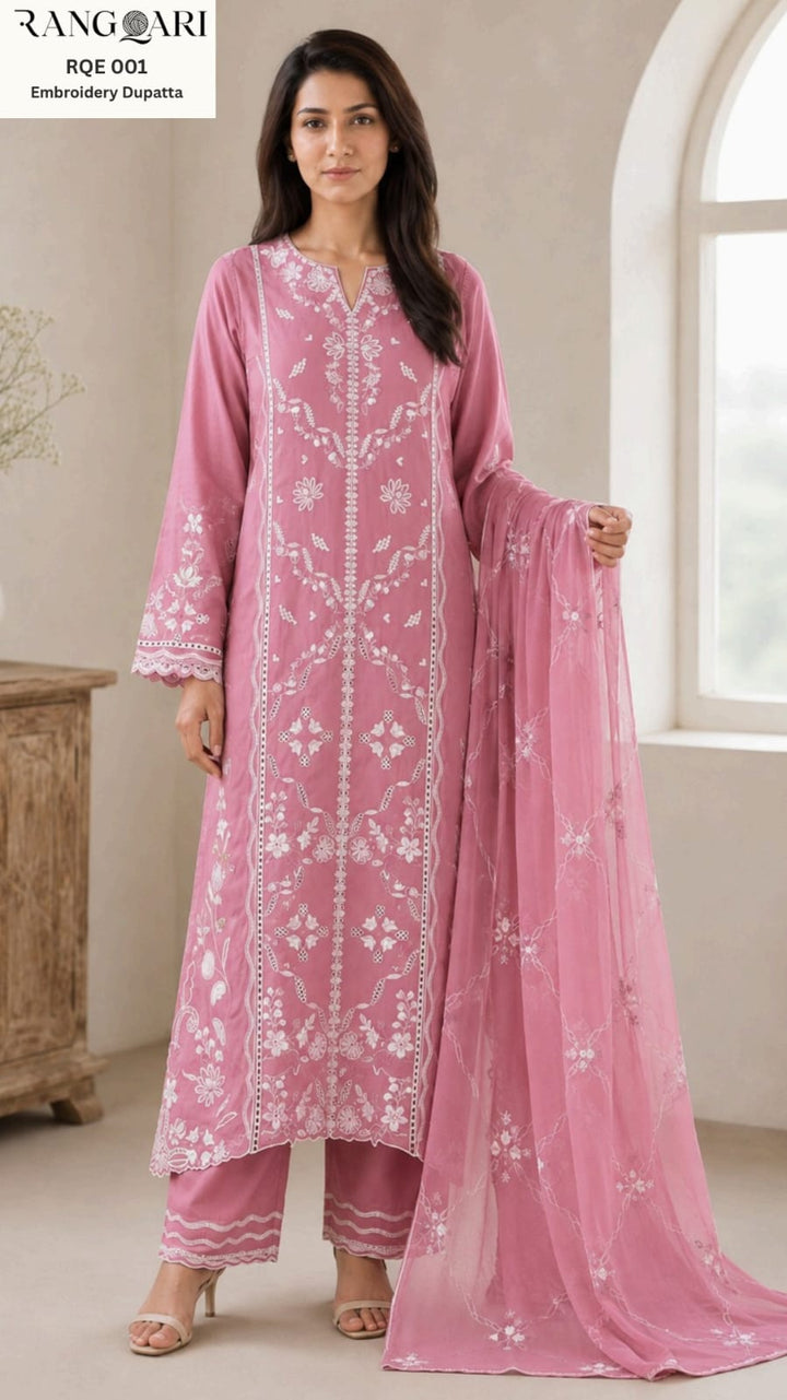 Women’s Embroidered Lawn 3-Piece Suit with Embroidered Dupatta