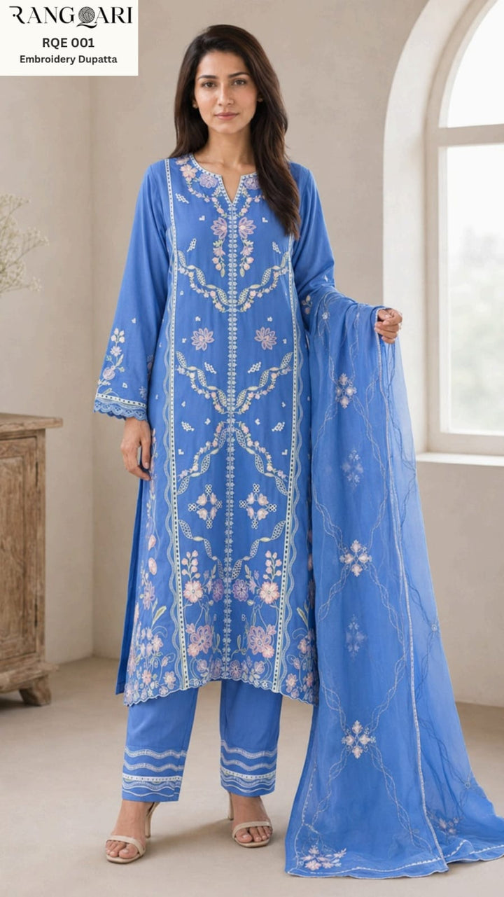 Women’s Embroidered Lawn 3-Piece Suit with Embroidered Dupatta