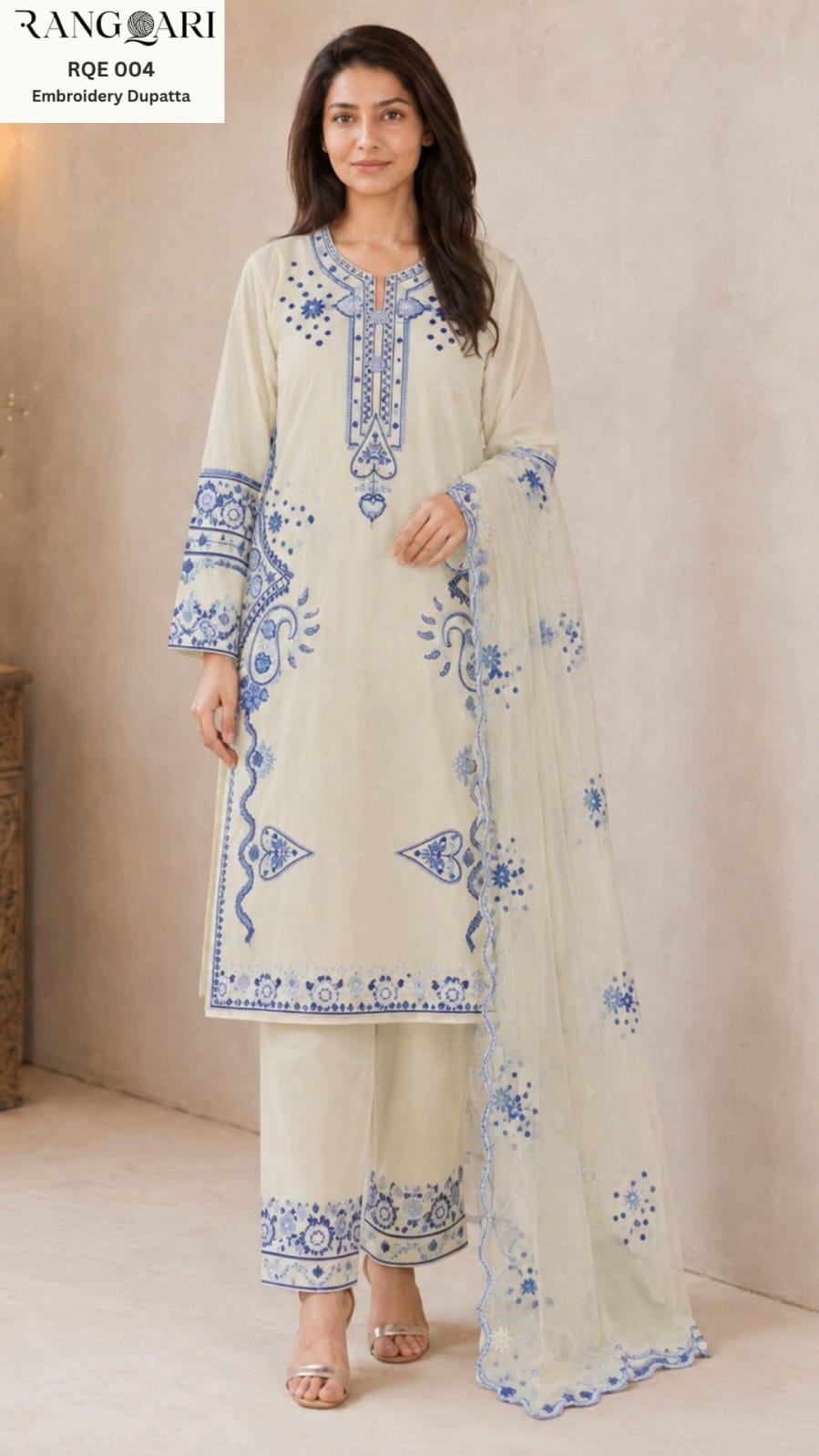 Women’s Embroidered Lawn 3-Piece Suit with Embroidered Dupatta