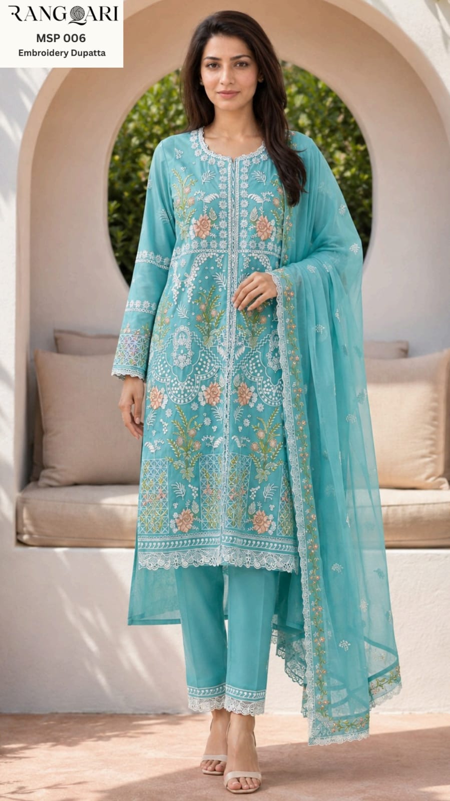 Women’s Embroidered Lawn 3-Piece Suit with Embroidered Dupatta