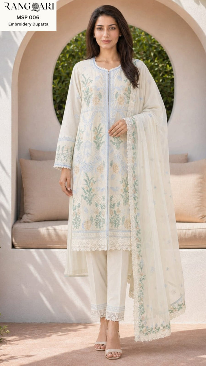Women’s Embroidered Lawn 3-Piece Suit with Embroidered Dupatta