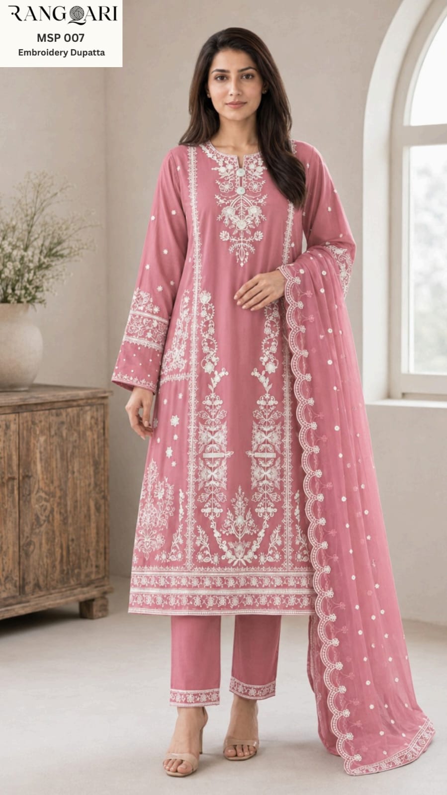 Women’s Embroidered Lawn 3-Piece Suit with Embroidered Dupatta