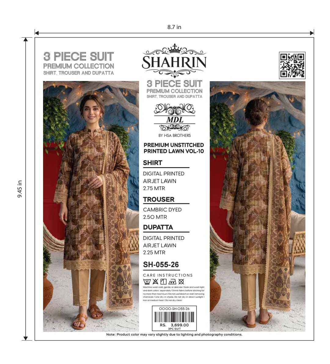 Shahrin 3-Piece Premium Unstitched Printed Lawn Suit – SH-055-26