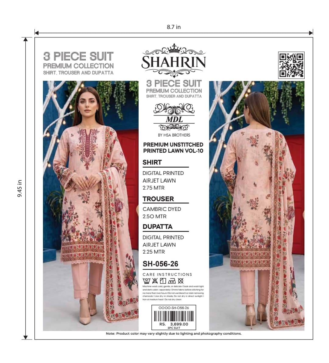 Shahrin 3-Piece Premium Unstitched Printed Lawn Suit – SH-055-26