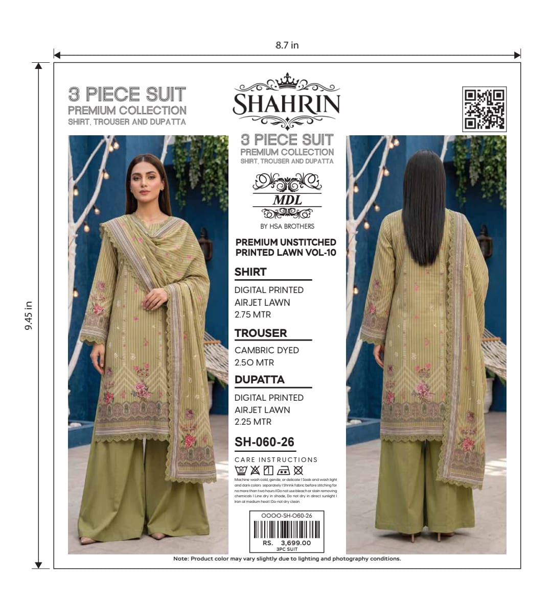 Shahrin 3-Piece Premium Unstitched Printed Lawn Suit – SH-055-26