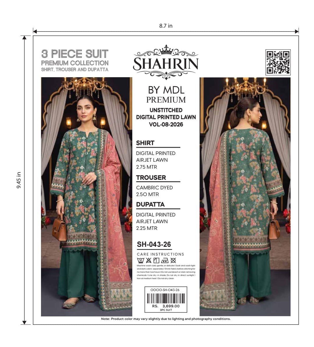 Shahrin 3-Piece Premium Unstitched Printed Lawn Suit – SH-055-26