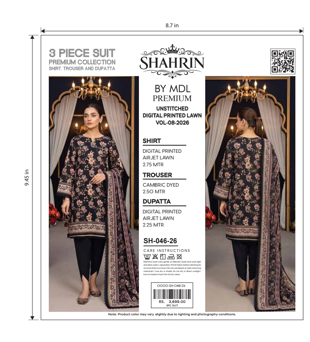 Shahrin 3-Piece Premium Unstitched Printed Lawn Suit – SH-055-26