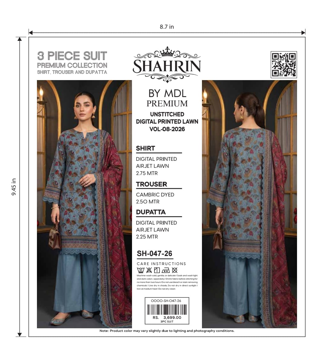 Shahrin 3-Piece Premium Unstitched Printed Lawn Suit – SH-055-26
