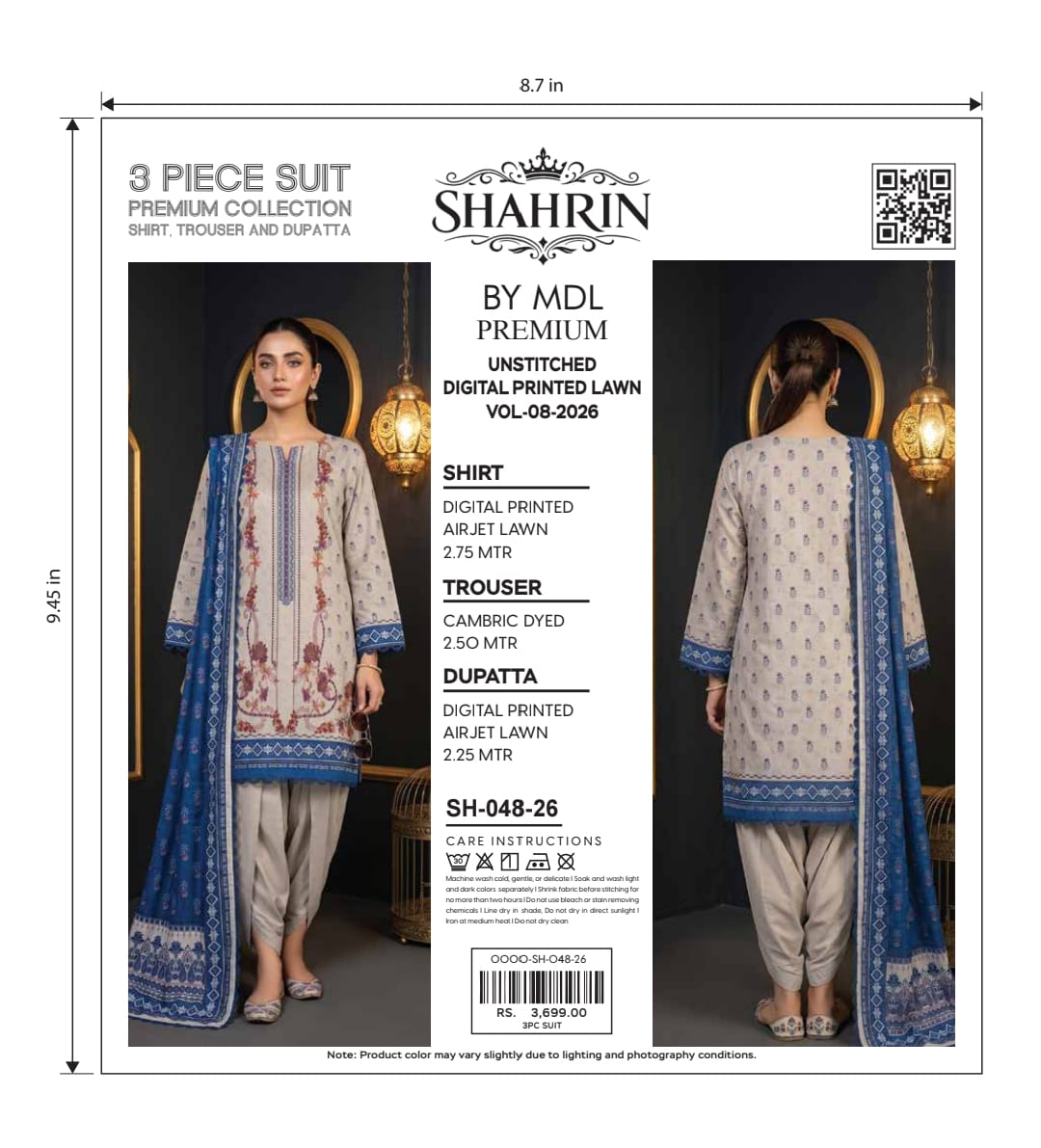 Shahrin 3-Piece Premium Unstitched Printed Lawn Suit – SH-055-26