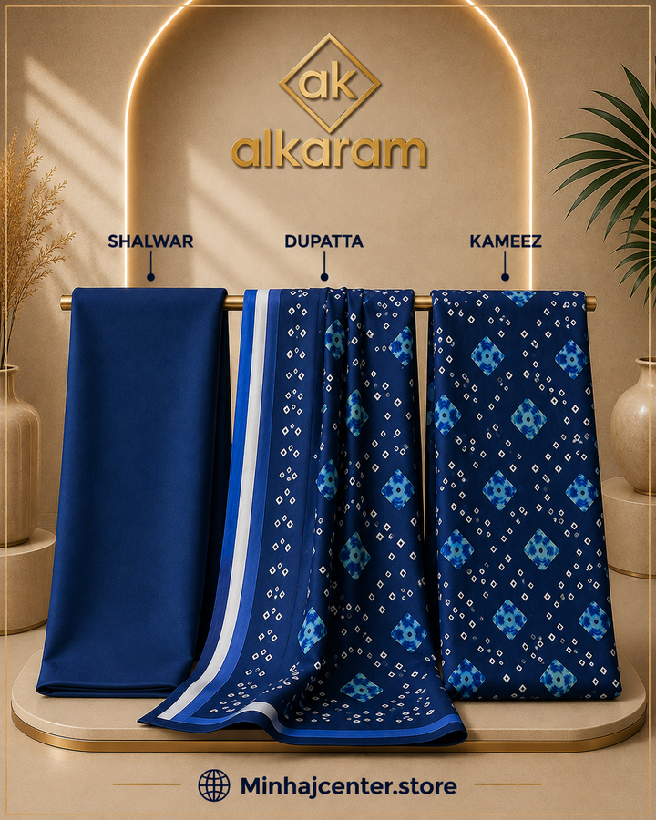 Original Alkaram 3-Piece Printed Lawn Suit | Minhaj Center