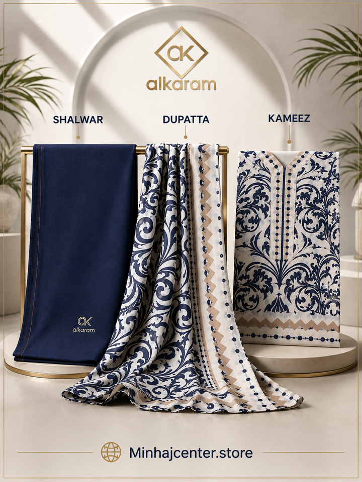 Original Alkaram 3-Piece Printed Lawn Suit | Minhaj Center